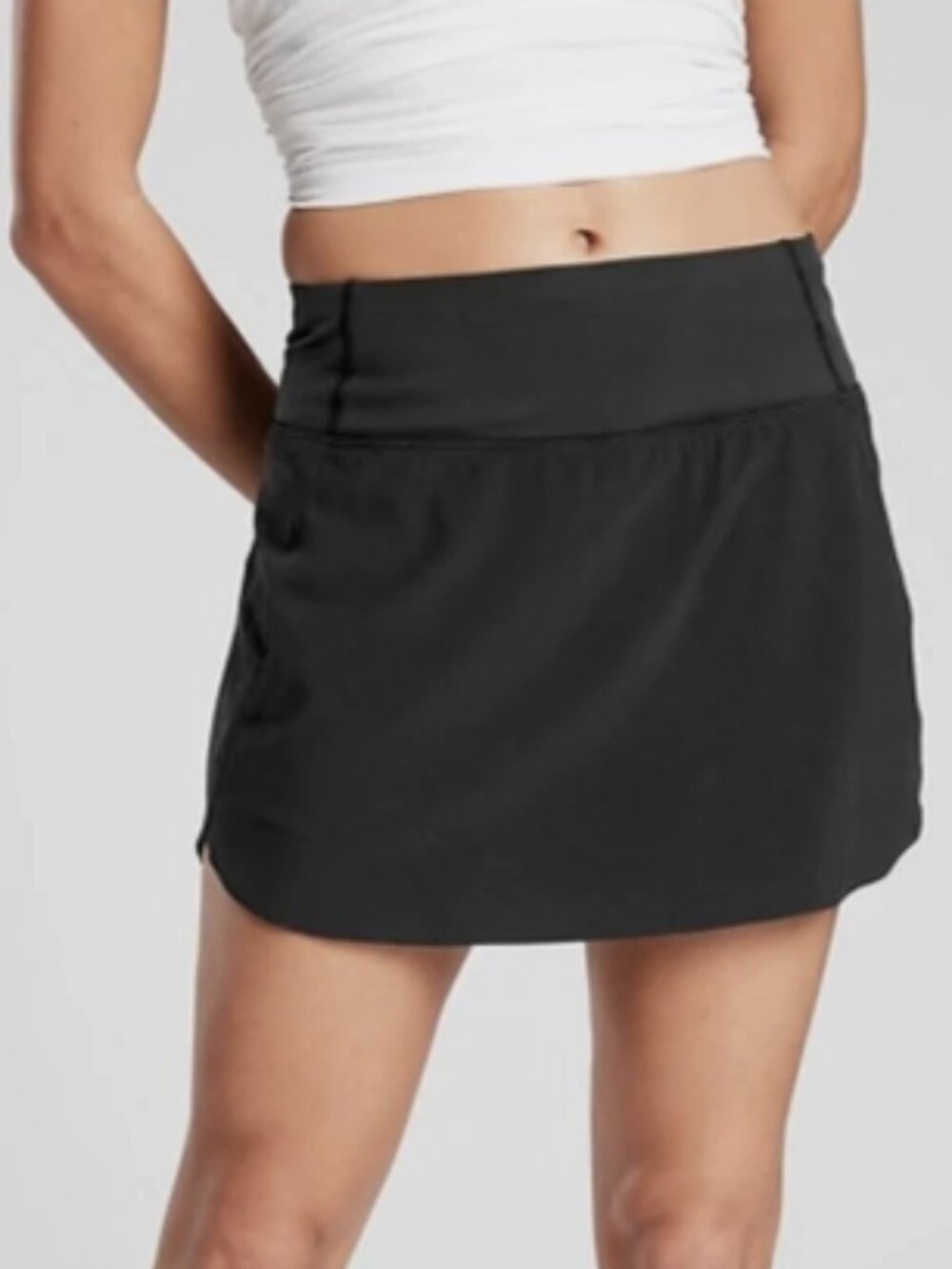 Athleta Black Run With It 14" Athletic Skort Stretch Pockets Women's L